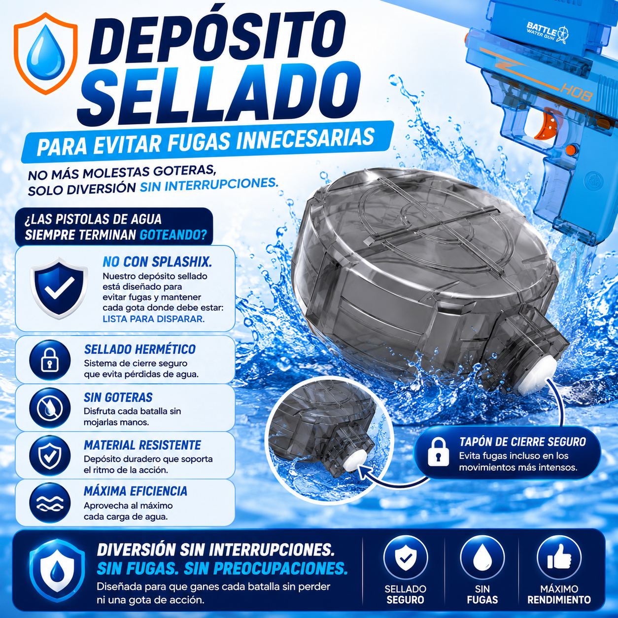 Pistola de Agua Eléctrica con Luces LED